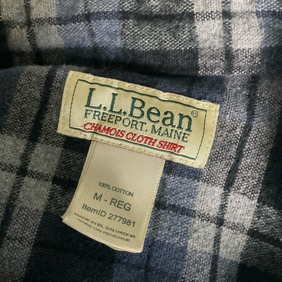 LL Bean Mens Vintage Freeport Main Plaid Flannel Shirt Cotton Chamois Blue Sz M - Picture 11 of 11